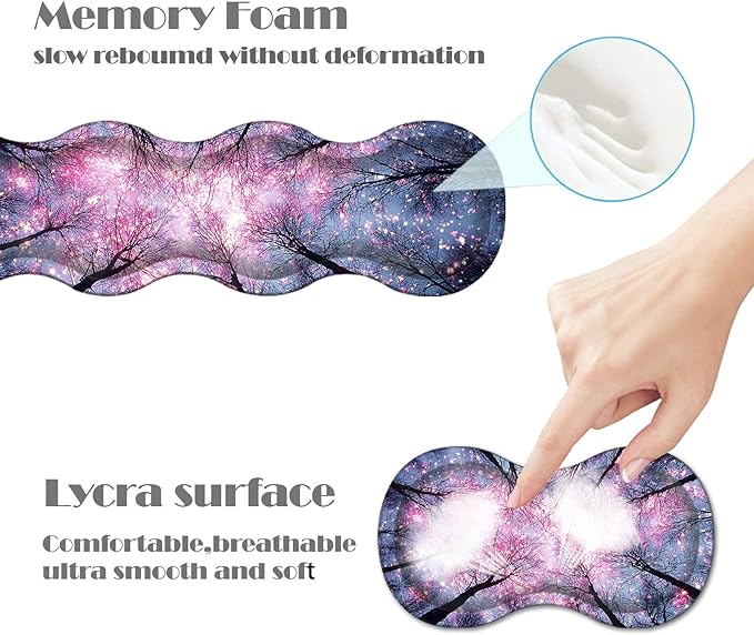 Ergonomic Keyboard Wrist Rest &amp Mouse Pad Wrist Rest SetXL Gaming Desk Mat 31.5x 11.8Non-Slip BaseMemory FoamEasy Typing Pain Relief for Office &amp HomeStarry Night Tree Branches
