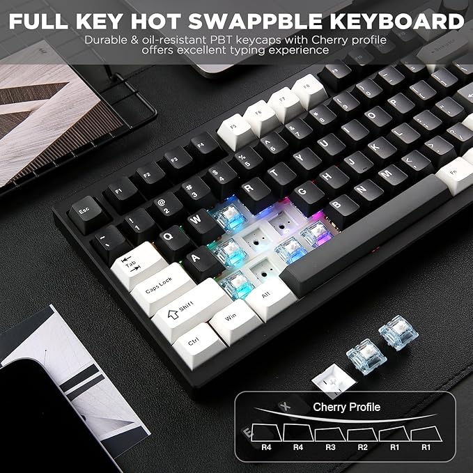 YUNZII AL80 Wireless Mechanical KeyboardFull Aluminum CNC Smart LCD DisplayHot Swappable Gasket Mount 75% Layout with KnobBT/2.4G/USB-CQMK/VIA Support for Win/Mac (Black Gateron Zero Switch)