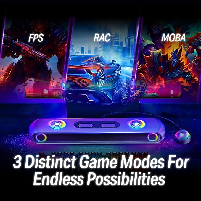 OXS Thunder Pro Gaming Soundbar with 5.1.2 Dolby Atmos Surround Sound System Built-in Woofer Bluetooth Multi-Connection 3 Pro Gamer Modes Sleek Toggle Design for Pcs and Gaming Consoles