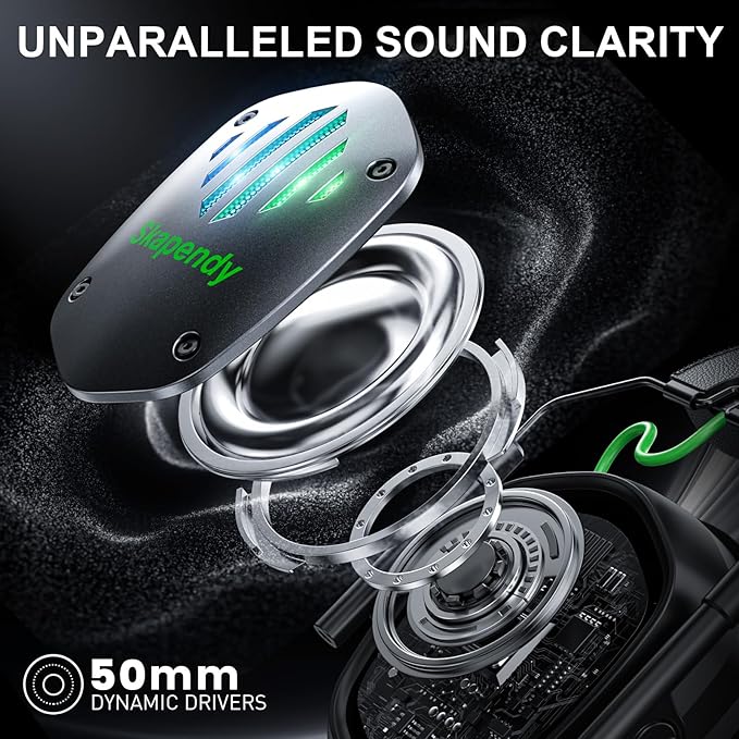 Wireless Gaming Headset for PS5 PS4 PC Switch – 2.4GHz &amp Bluetooth Gaming Headphones with Mic 3D Stereo Surround Sound 20ms Low Latency ENC Noise Canceling RGB Light 50H Battery