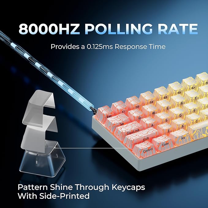 XVX HE68 60 Percent Gaming KeyboardHall Effect Magnetic Switches CNC Aluminum Frame Rapid Trigger Keyboard w Topographic IMD Keycaps 8KHz Polling Rate Adjustable ActuationHot-Swap-Ice Crack