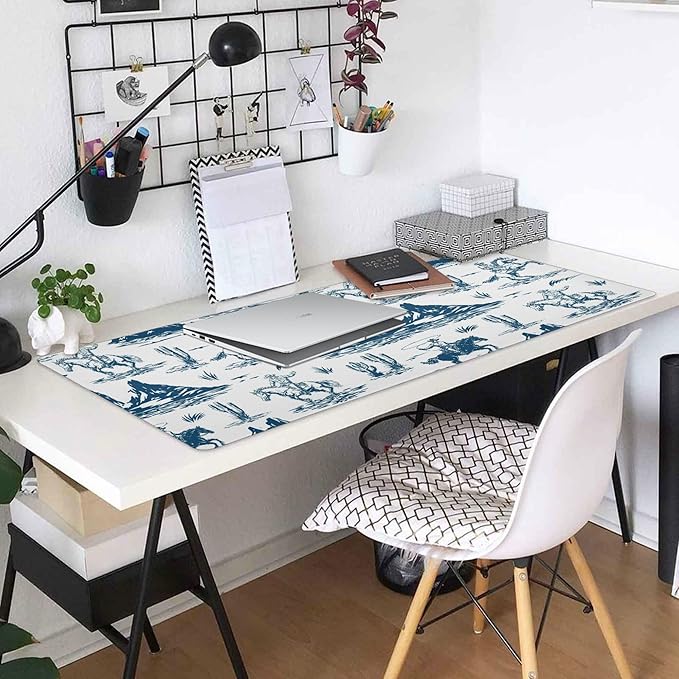 Western Cowboys Vintage Computer Mouse Mat Desk Pad Large Mouse Pad Keyboard Non-Slip Desk Mats for Work Game Home Office 35.4 x 15.7 inch