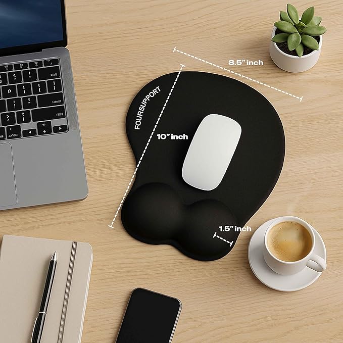 Ergonomic Gel Mouse Pad with Wrist Rest for Pressure-Relief – Orthopedic Style Wrist Support Physiotherapist Recommended 10.1L x 8.5W inches