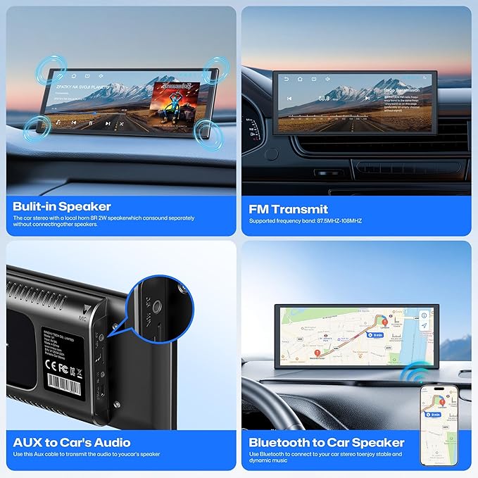 INNOVV V1 10.3 Inch Carplay Screen for Car 1920 * 720 IPS Touch Screen Car Stereo with GPS Navigation Dual-Band WiFi Bluetooth Audio Siri Apple Carplay &amp Android Auto Car Stereo Fit All Vehicl