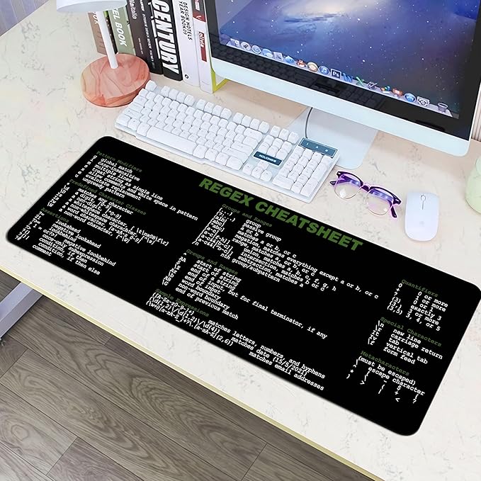 Developer Programmer IT Admin Quick Reference Extra Large Mouse Pad Regex Cheat Sheet Desk Mat for Sys Admin Gift for Architect Office Desk Mat KMH