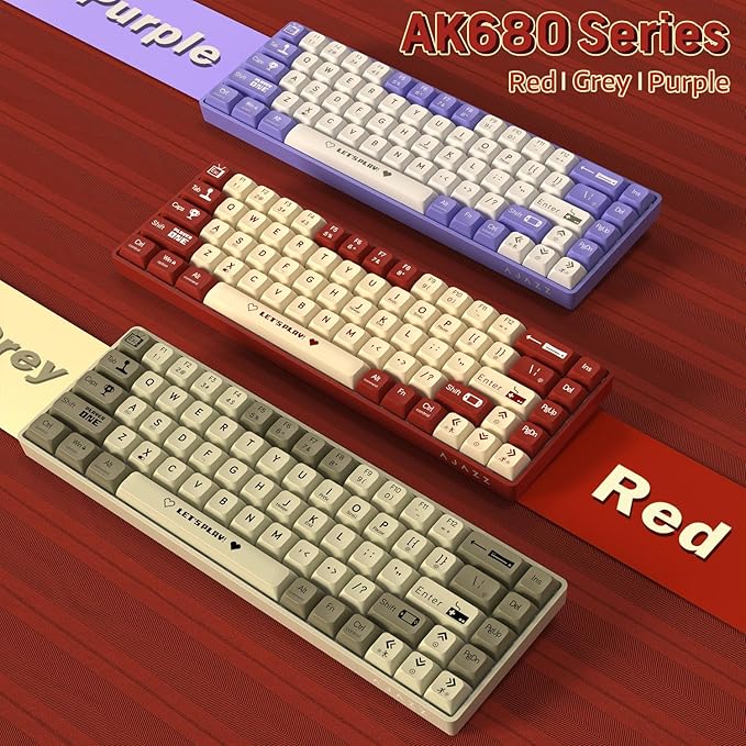 ATTACK SHARK AK680 60% Wired Mechanical Gaming KeyboardHot-SwappableRGB Rainbow BacklitUV Printing and EVA Sound ControlFully Anti-GhostingProgrammableBlue Switch for Windows/Mac Red&ampWhite