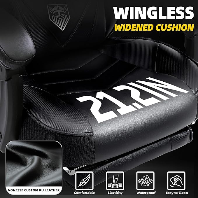 Vonesse Gaming Chair High Back Office Chair with Footrest and Massage Gaming Chairs for Adults with Pocket Spring Cushion Big and Tall Reclining Computer Chair with Lumbar Support (Classic Black)