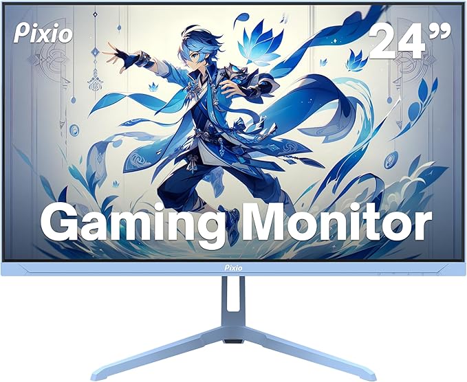 Pixio PX248 Wave Blue 24 inch 200Hz Refresh Rate FHD 1080p Resolution Fast IPS Panel 1ms GTG Response Time Gaming Monitor and PS1S Wave Blue Single Monitor Arm - Fits up to 32 inches and 19.8lbs