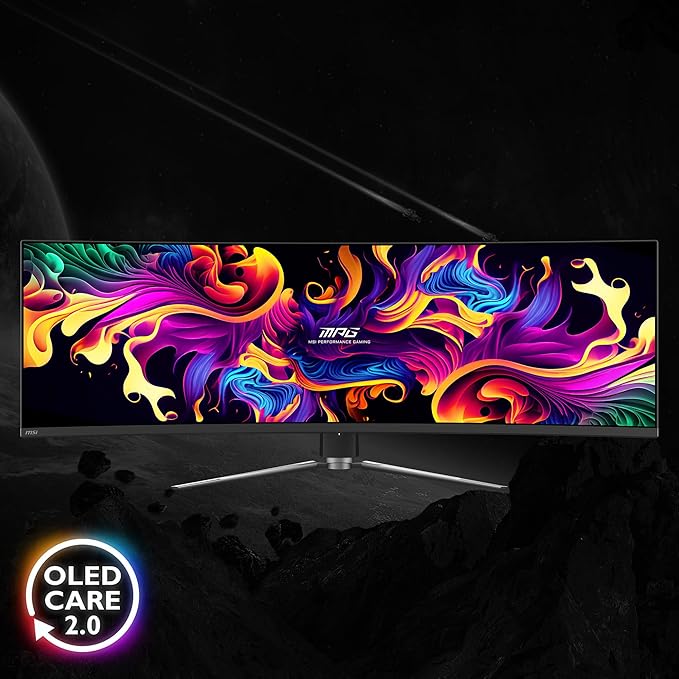 msi MPG 491CQP QD-OLED 49 Curved OLED Gaming Monitor 5120 x 1440 (DQHD) 0.03ms Response time 144Hz True Black HDR 400 HDMI DP Port USB Type C Tilt Height
