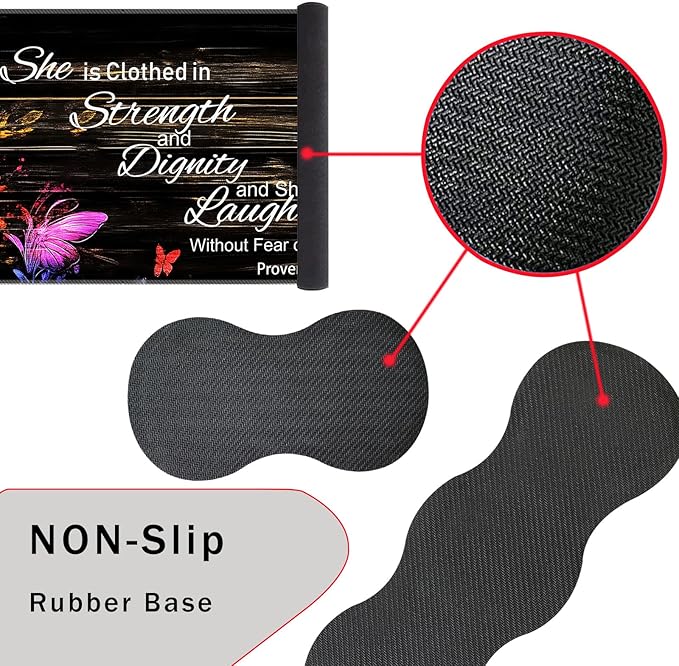 Keyboard Wrist Rest and Mouse Pad with Wrist Support Set Ergonomic CoasterMemory FoamEasy Typing Pain ReliefLarge XL Desk Mat 31.5x 11.8Floral Butterfly Bible Verse Proverbs 31-25