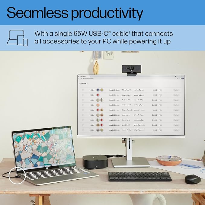 HP USB-C Dock G5-11-in-1 Adapter for Both USB-C and Thunderbolt-Enabled Laptops PCs &amp Notebooks - for Charging Networking or Data Transfers - Great for Secure &amp Remote ManagementBlack