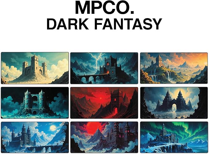 MPCO. Dark Fantasy Large Gaming Desk Pad - 36 x 17 Duraglyde Fabric The Frost King’s Castle Desk Mats - Non-slip Washable Smooth Glide for Precision Gaming &amp Work