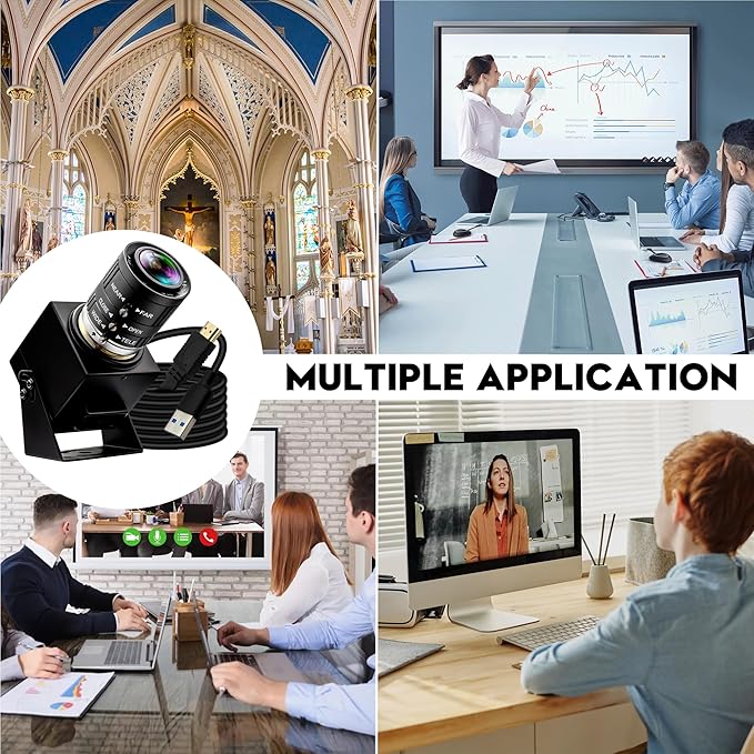 4K 60fps High Speed Camera USB3.0 &amp HDMI Dual Simultaneous Output 3X Manual CS-Mount Varifocal Lens with 2X Digital Zoom H.264 Security Camera for Computers TVs Projectors Video Conferences