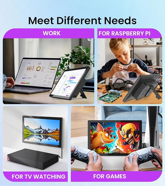 10.1 Inch Touchscreen Monitor Compatible with Raspberry Pi Built-in Enclosure 1280x800 IPS Portable HDMI Touch Screen Display for Raspberry Pi 5/4B/3B+/3B/B+ Jetson Nano Win11/10/8/7