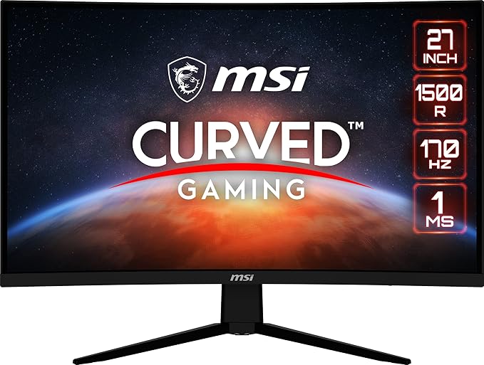 msi G273CQ 27 Gaming Monitor 2560 x 1440 (QHD) VA 170Hz FreeSync Premium HDR Ready HDMI Displayport Tilt