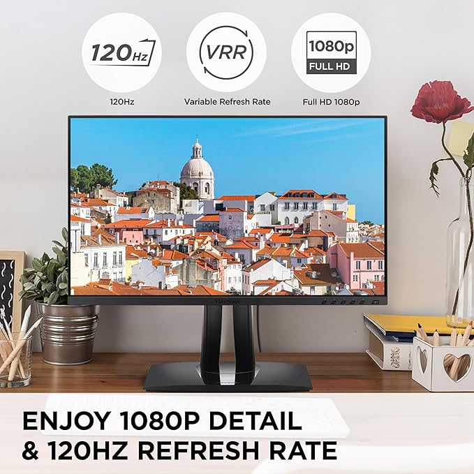 ViewSonic VP2456A 24 Inch 1080p IPS Monitor with Advanced Ergonomics ColorPro 100% sRGB Rec 709 Pantone Validated 14-bit 3D LUT 120Hz USB HDMI DisplayPort 90W USB C for Home and Office