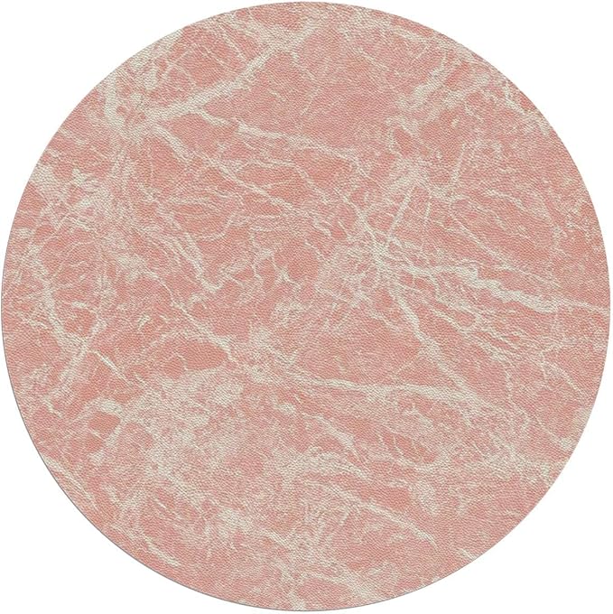 Pale Pink White PU Leather Round mat Office Chair Mat Marble Murky Gemstone Scratches Hardwood Floor mat Chair mat Round Chair Cushion for Desk Chair Office ChairCushion Abstract Diameter 59 in