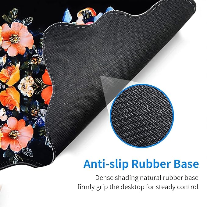 Desk Mat Mouse Pad with Wrist Rest 4-in-1 Large Mouse Pads for Desk Ergonomic Mouse Pad and Keyboard Wrist Rest Gaming Keyboard Mat for OfficeBeautiful Flowers