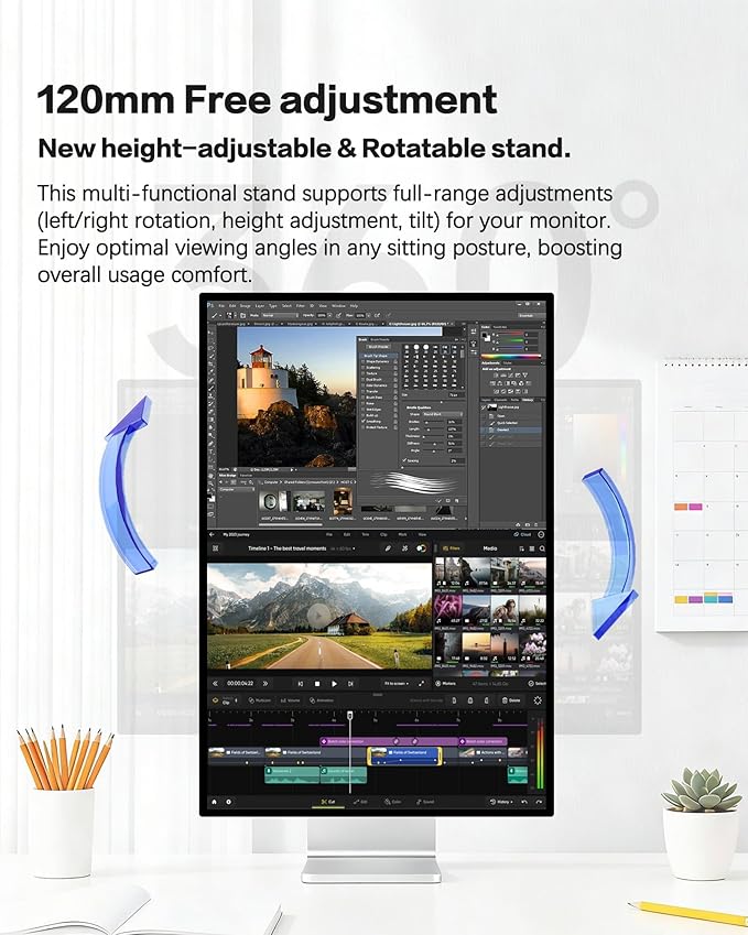 P27G 27 inch FHD (3840x2160) 4K Monitor IPS Black Panel 1.07 Billion Colors 99% sRGB HDR10 G-Sync FreeSync 1200:1 Contrast HDMI DP VESA 178° Viewing Angle (Honeycomb - with Stand)