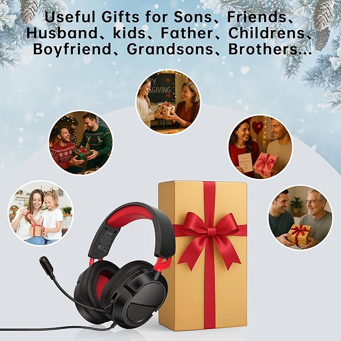 Gaming Headset for PC、PS5、PS4、Xbox Series X、Xbox Series S/One、Tablet. 207g Headset with Clear Mic for Work 𝟐𝟎𝟐𝟔 𝐔𝐩𝐠𝐫𝐚𝐝𝐞 Gaming Headphones with 3.5mm Splitter、360° Mic.79in Cable.Gamer Gifts