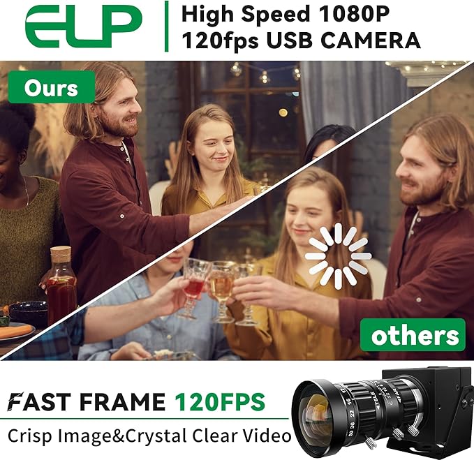 ELP 5-50mm 10X USB Zoom Camera 12mp Manual Zoom Webcam for Computer 1080P 120fps Variable Focus Lightburn Camera High Speed USB2.0 PC Cam Varifocal USB Security Webcamera for Video Conference