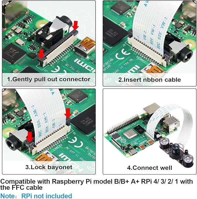 Weewooday 2 Sets for Camera 1080P Webcam 5MP OV5647 Sensor Day and Night Vision IR-Cut Video Focus Adjustment Compatible with Raspberry Pi RPi 4 3 B/B+ 2B 3A+ 2 1 Camera