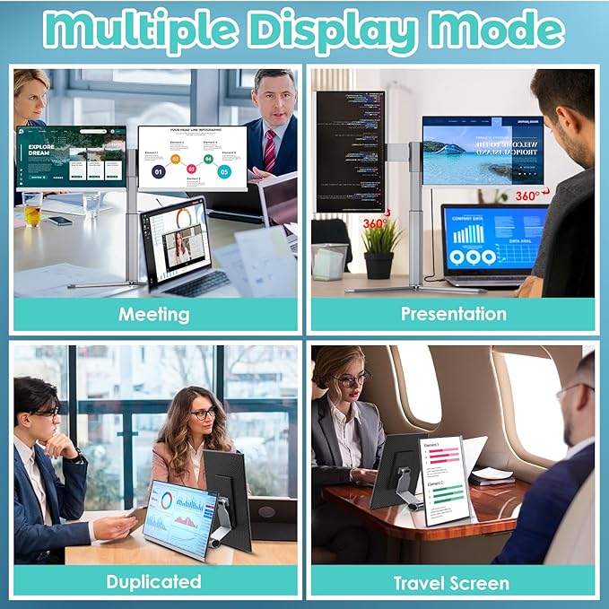 Laptop Screen Extender1080P FHD Portable Monitor with 360°Rotation Detachable Screen Triple Monitor Extender Plug &amp Play Fits Laptops (Mac/Win/Android) (15.6‘’ Triple Screen)
