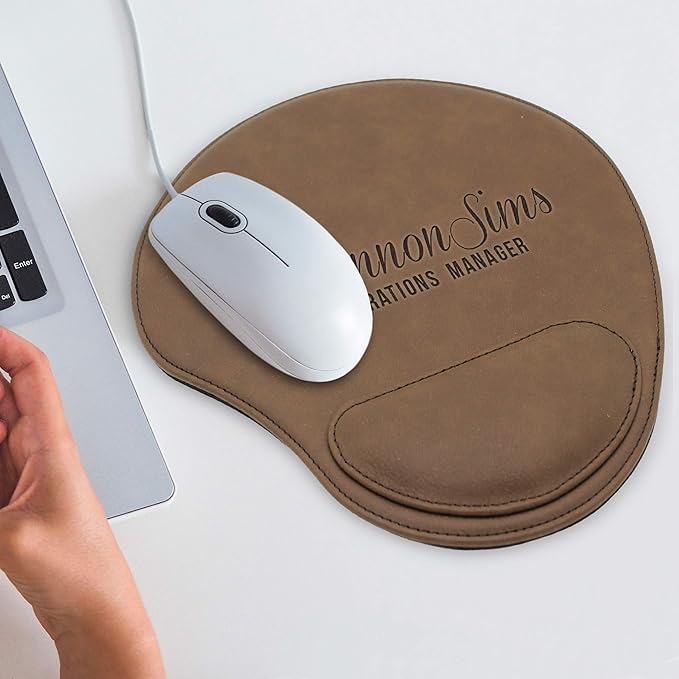 My Personal Memories Custom Engraved and Personalized Mouse Pad with Wrist Rest Desk Accessories (Brown)
