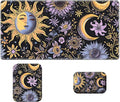 Wrist Rest Pad Small Mouse Pad and Office Desk Mat Set 3 in 1 Desk Pad 11.8 x 23.6+Mousepad +Mouse Wrist Rest with Ergonomic Design Non-Slip for Home Gaming Computer Purple Flower Sun