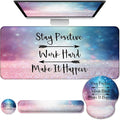 Desk Mat Set + Keyboard and Mouse Pad with Wrist Rest Support4-in-1 Large Mousepad Computer Mats for Desktop Home &amp Office-Glitter Pink Blue