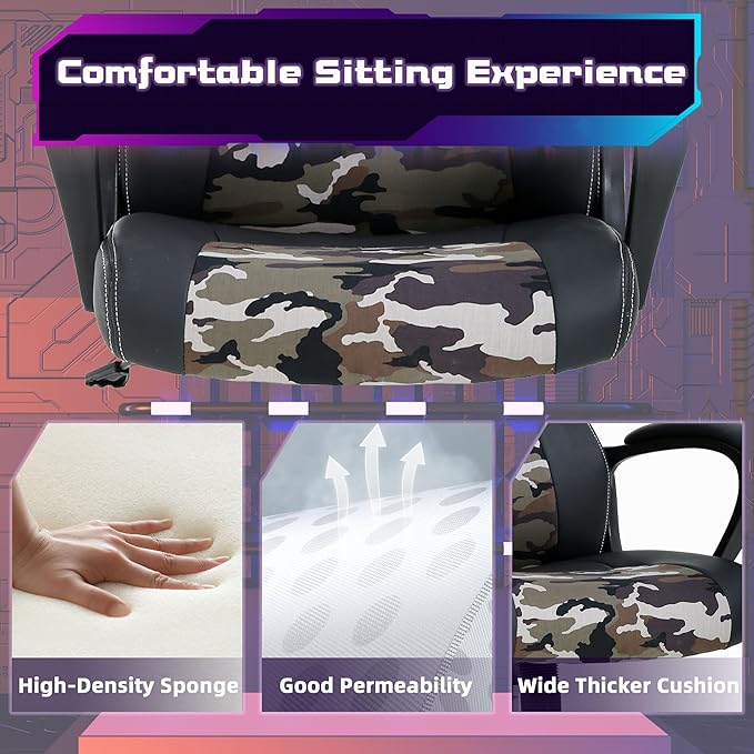 MKDLUFEI Video Game ChairErgonomic Office Chair Desk Chair and Lumbar Support PU Leather Recliner with HeadrestHeight Adjustable Computer Chair for Adults