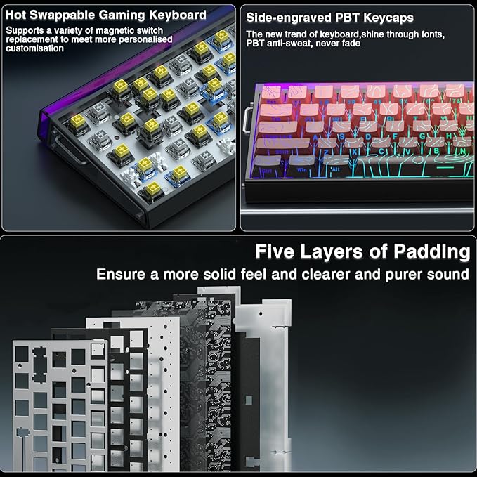 AULA Hero 68 HE 60% Gaming Keyboard Wired Hall Effect Magnetic Switch Keyboard with 8K Hz Polling Rate Side Printed PBT Keycaps RGB Light Box Customizable Web Software for PC/Mac Gamers