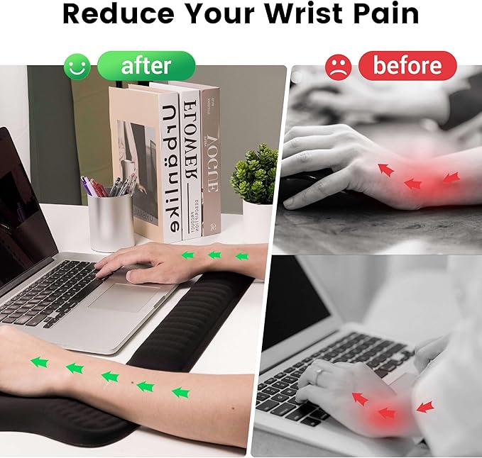 MEKASS Christmas Mouse Pad Ergonomic Mouse Pad and Keyboard Wrist Rest Set Memory Foam Desk Wrist Support for Computer Keyboard Non-Slip Wrist Rest for Typing Gaming Office (Green Christmas Tree)