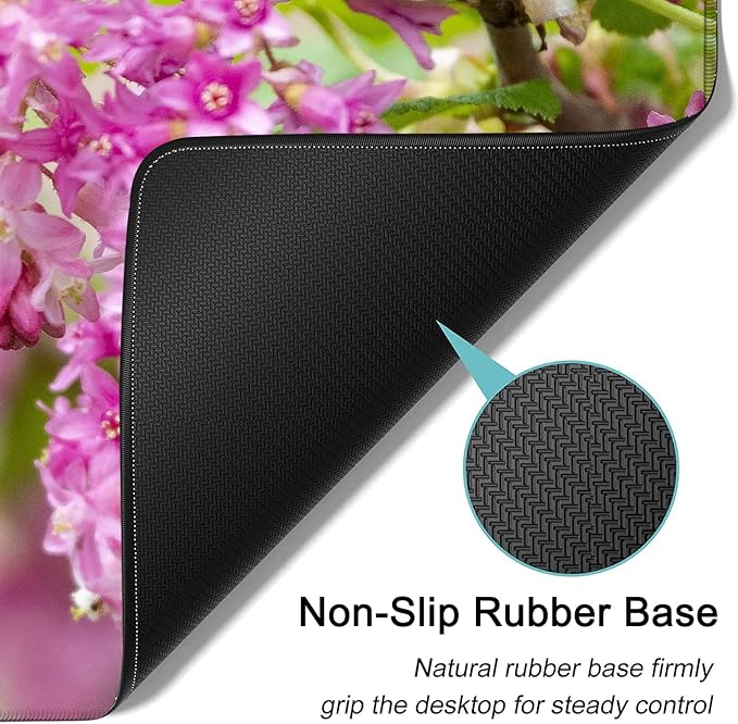 Extended Gaming Mouse Pad 31.5x11.8 Big Desk Mat Ergonomic Memory Foam Keyboard Wrist Rest Support for Home Laptop Working Office Desk Pad with Non-Slip BaseHummingbird &amp Flowers Large Mouse Pa