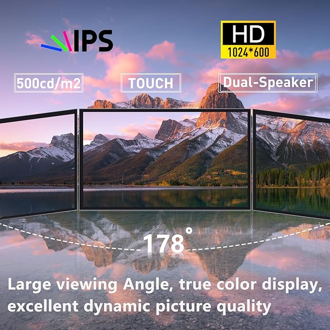 GeeekPi 10.1 Inch Capacitive Touchscreen Display 1024x600 IPS LCD with Dual-Speaker HDMI Portable Monitor for Raspberry Pi 5/4B/3B+/3B/B+/Zero/400 Win11/10/8/7 Free-Driver