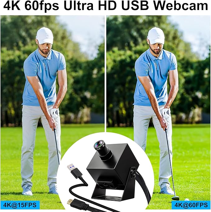 4K HDMI USB3.0 Camera Simultaneous Output 60fps H.264 Webcam with 25° Narrow Angle Lens 2X Digital Zoom Plug and Play for Video Conference Industrial TV