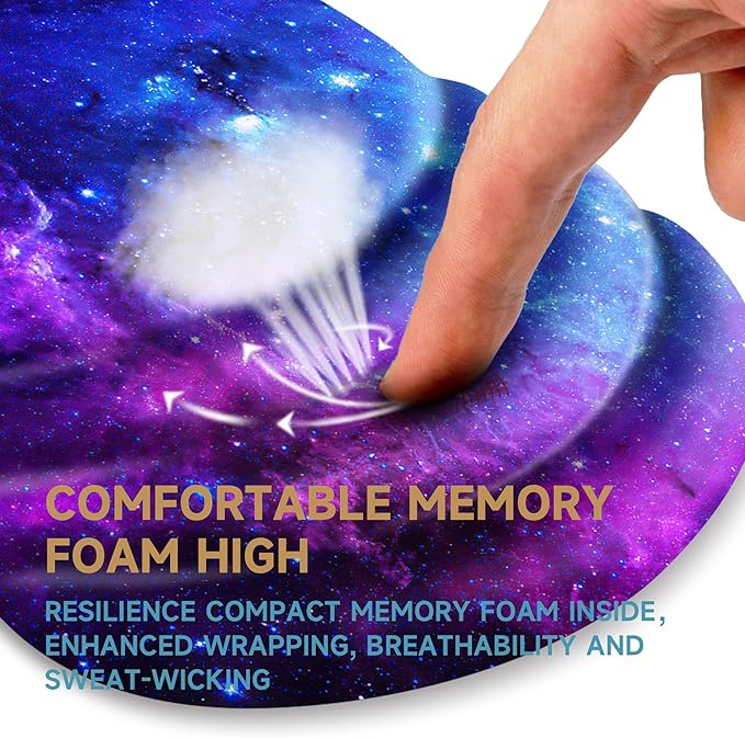 Ergonomic Mouse Pad with Wrist Rest SupportNon-Slip PU BaseMassage for Carpal Tunnel Pain ReliefMemory Foam Mousepad for HomeOfficeWork（Galaxy）