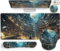 Anime Book Mouse Pad Set Large Desk Matt for Desktop Ergonomic Mouse Pad with Wrist Rest Gaming Mousepad Wrist Support Keyboard Mat Cup Coaster Set Cute Desk Accessories for Women Girl