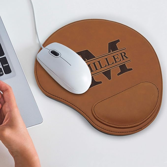 My Personal Memories Custom Engraved and Personalized Mouse Pad with Wrist Rest Desk Accessories (Rust)