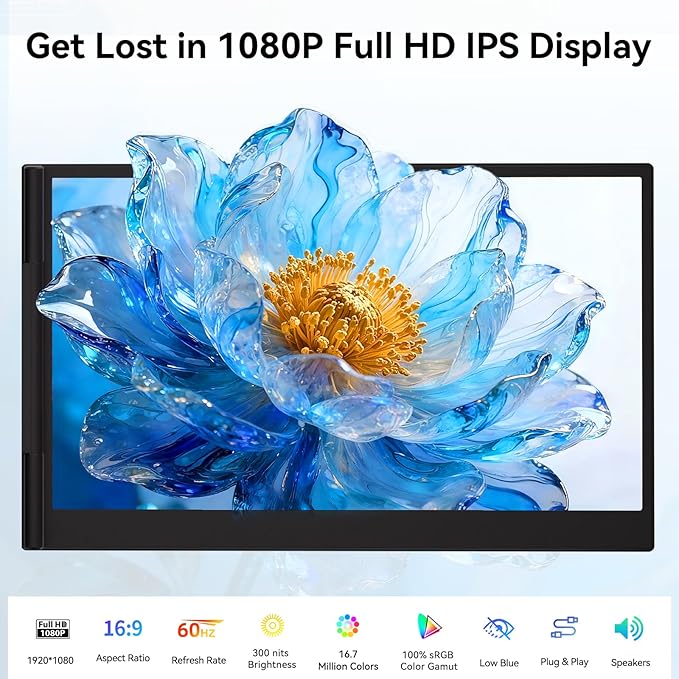 14 Laptop Screen Extender Ultra-Thin Ligthweight FHD 1080P IPS Laptop Monitor Extender Dual Screen Portable Monitor for Laptops 13-17.3 USB-C/HDMI Plug and Play for Windows/Mac/Android/PS5