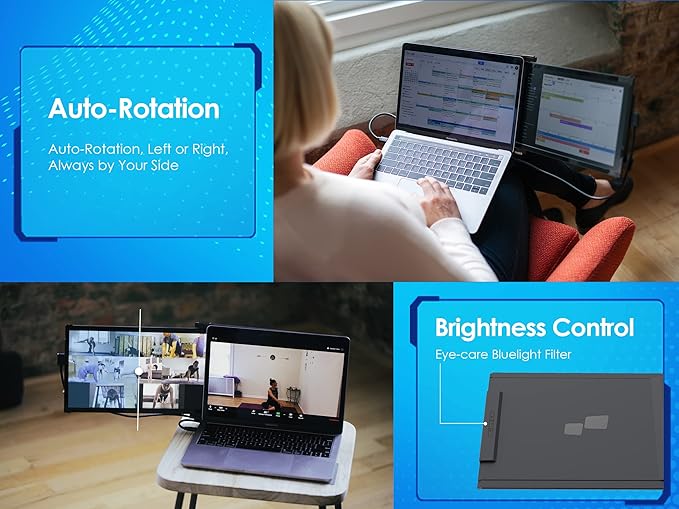 New Mobile Pixels Duex Plus Portable Monitor 13.3 Full HD 1080P IPS Dual Laptop Monitor USB C/USB A Plug and Play Portable DisplayWindowsMacAndroidSwitch Compatible