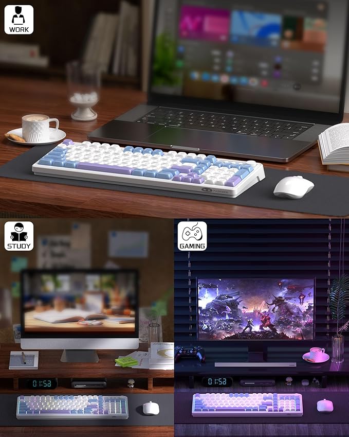 MageGee Wireless Gaming Keyboard and Mouse Combo V560 RGB Backlit Rechargeable Mechanical Feel 2.4GHz Quiet Blue White Purple Keyboard Mouse for Mac Laptop PC Gamer