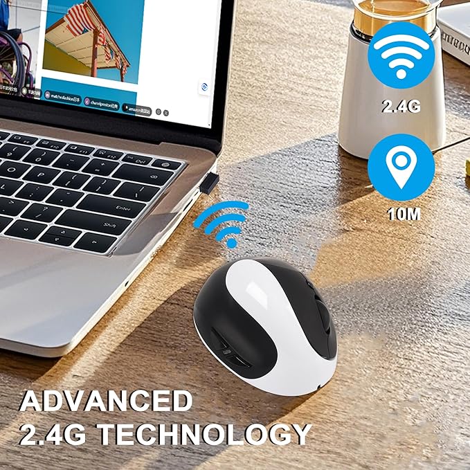 CHUYI Left-Handed Mouse Ergonomic Vertical Rechargeable Wireless Mouse 6 Buttons Optical and Portable Wireless Office Mice with USB Receiver for PC Computer Laptop (Black &amp White)