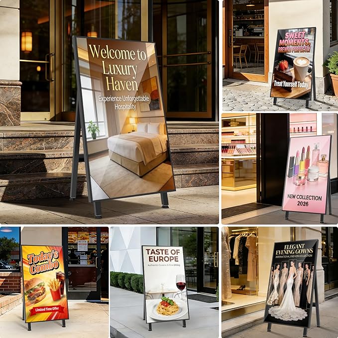 32 Digital Signage Display 700nits Portable Digital Signage Plug&ampPlay LCD Advertising Display CMS 24/7 Operation Split Screen HDMI/USB/WiFi/Android System Ideal for Restaurant/Cafe