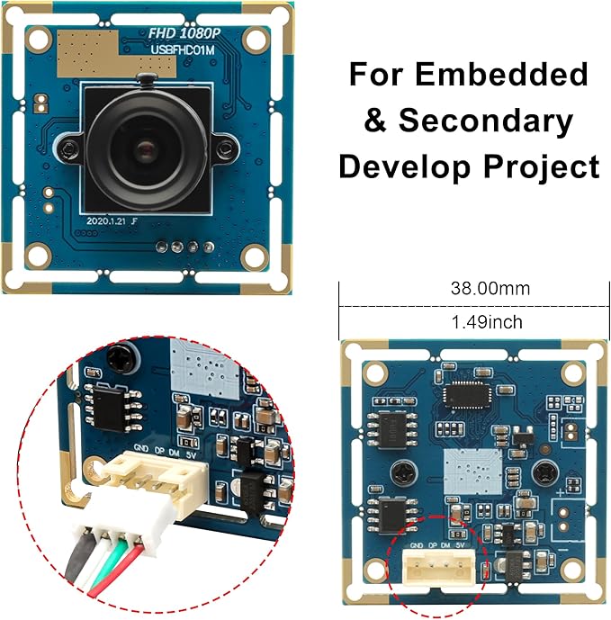 Magnolia USB Camera Module 1080P - 120fps High Speed Webcam with CMOS OV2710 Sensor Low Light Industrial Lightburn Camera Board Plug&ampPlay for 3D Printer Robot Machine Vision