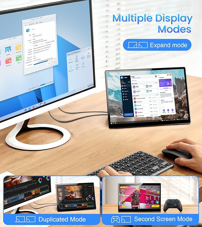 14 inch FHD Portable Touchscreen Monitor with HDMI VGA DVI Ports Compatible with Laptops PC PS5/4 Industrial POS Kiosk Screen Extender 1920×1200 HDR IPS Small Touch Screen Display 500 nits
