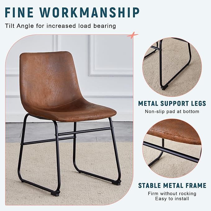 Retro Brown Suede Chair Comfortable Seat Suitable for Industrial and Vintage Style Settings.