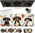 4-Piece XXL Gaming Mouse Pad Set (31.5x11.8) with Keyboard Wrist RestMouse Wrist Support &amp CoasterErgonomic Non-Slip Desk Mat for Office &amp HomeDogs and Flowers