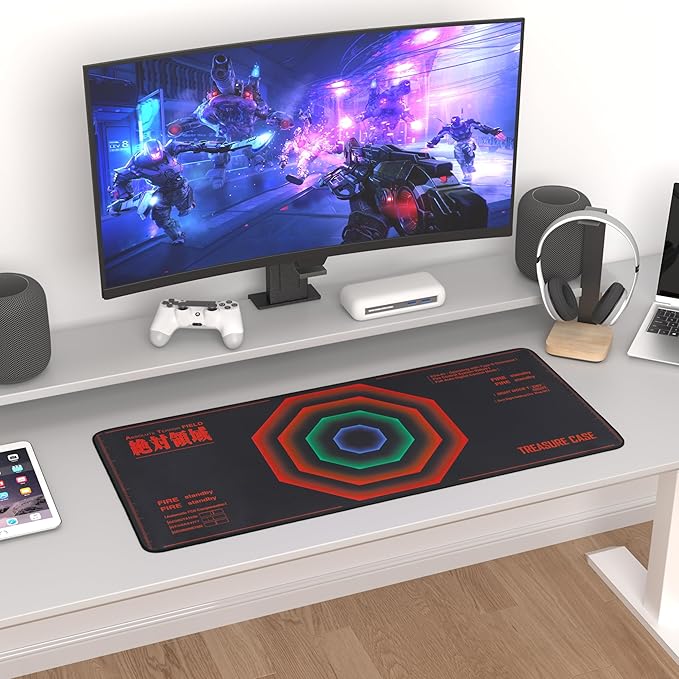 Mouse pad - Evangelion-Inspired AT Field Core Design Large 35.4x15.7 Octagonal Sci-Fi Graphics