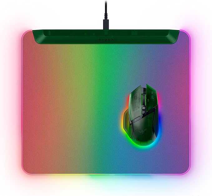 Razer Firefly V2 Pro Fully Illuminated RGB Gaming Mouse Mat: Backlit Design - 15 Zone Chroma Lighting - USB 2.0 Port - Detachable USB Type C Cable - Micro Textured Surface - Anti Slip Base